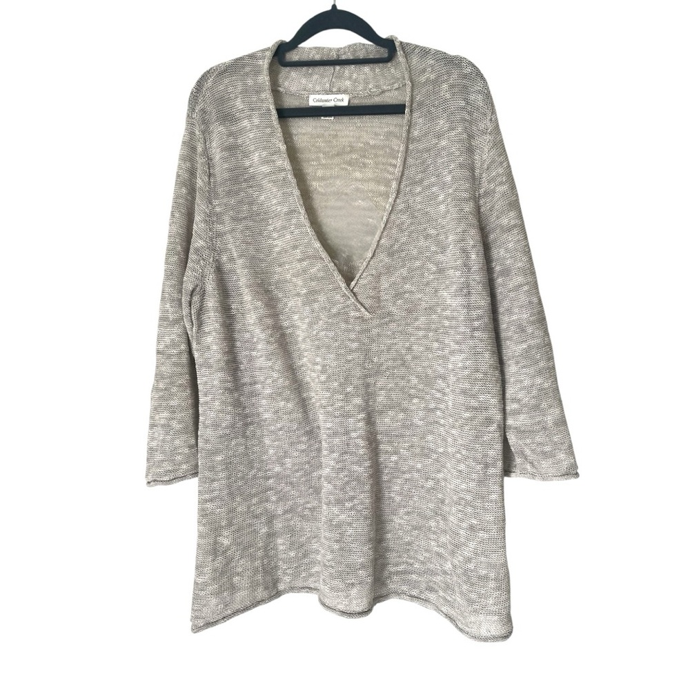 Coldwater Creek Women’s Linen Cotton V-Neck Coastal Sweater Tunic Plus Size 2X